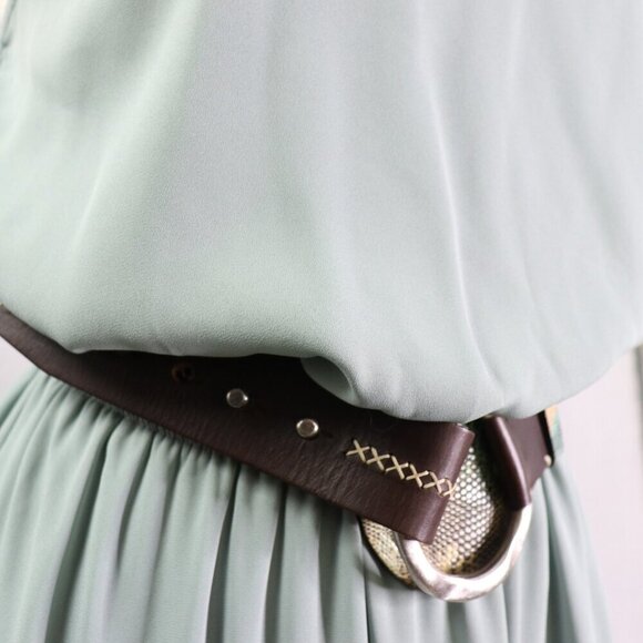 Post & Co Lizard Leather Belt Brown 100cm (Fits 34") O-Ring Italy Exotic - Picture 2 of 15